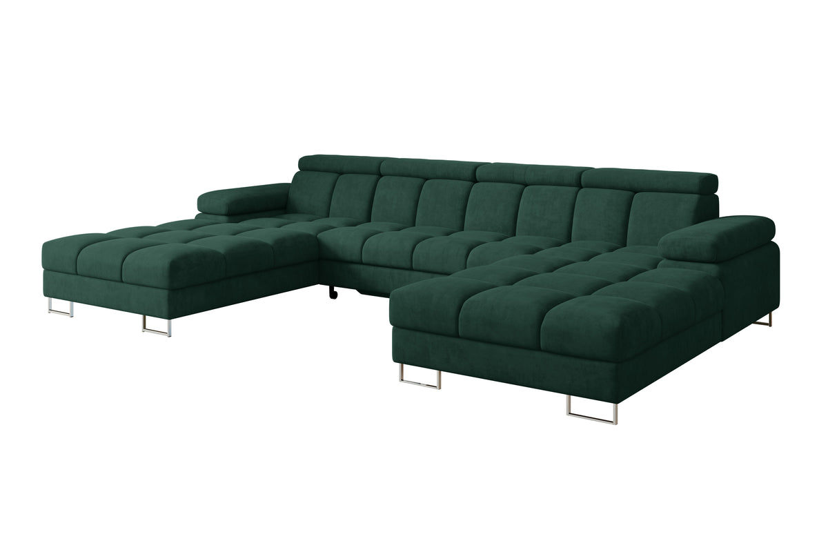 Wohnlandschaft COMA U2 Samt, Grün - Dream Velvet 202.31 / U-Form / Mit Schlaffunktion