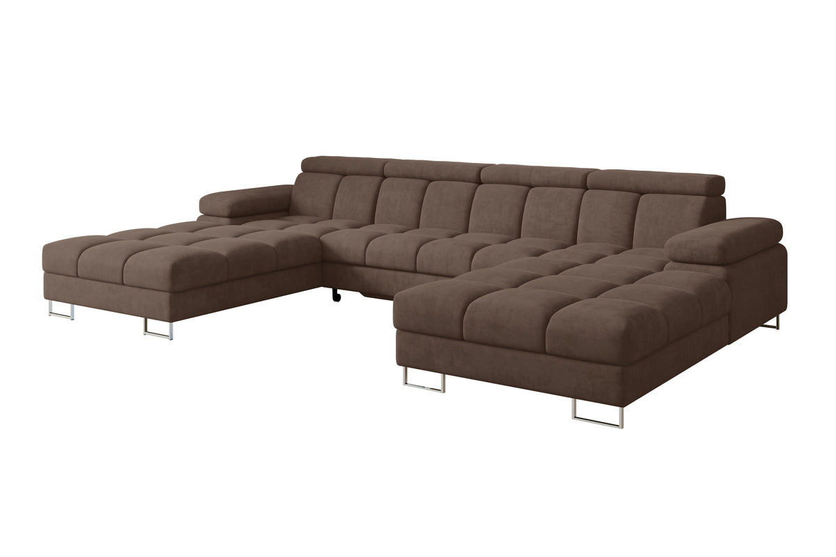 Wohnlandschaft COMA U2 Samt, Braun - Dream Velvet 202.37 / U-Form / Mit Schlaffunktion