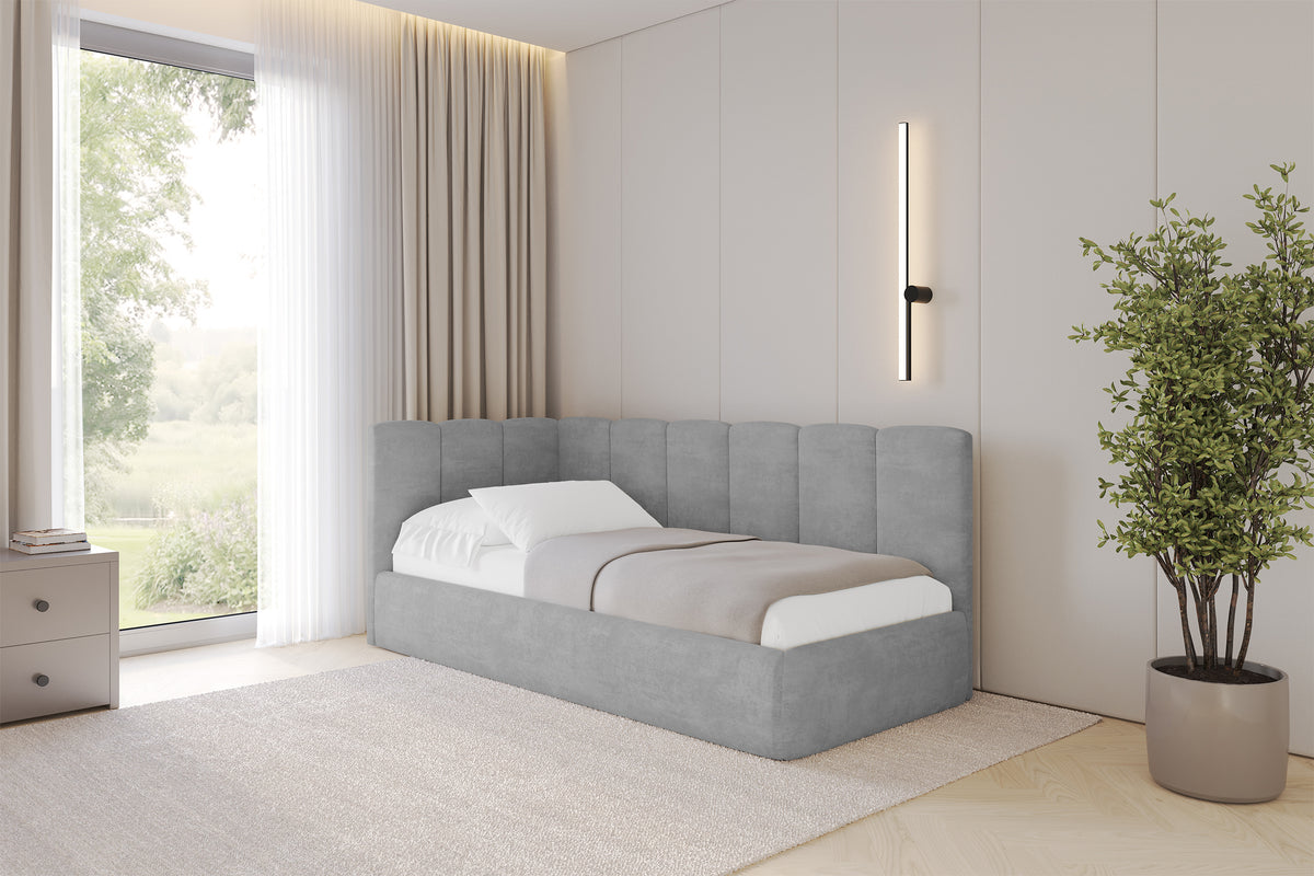 Łóżko młodzieżowe DEXY welur prawostronne