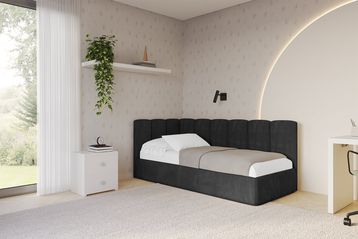 Łóżko młodzieżowe DEXY welur prawostronne