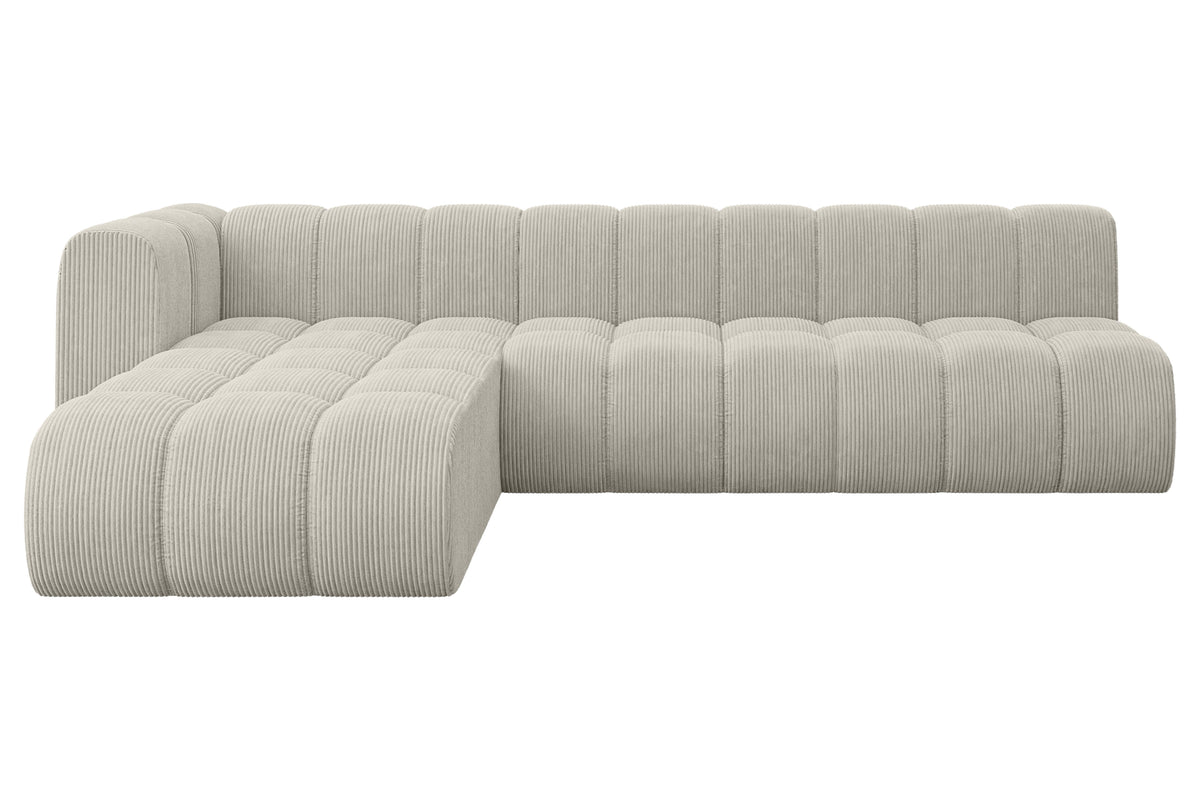 Ecksofa DARNEL-L2 Cord, Creme - Poso 100 / Ottomane Links / Ohne Schlaffunktion