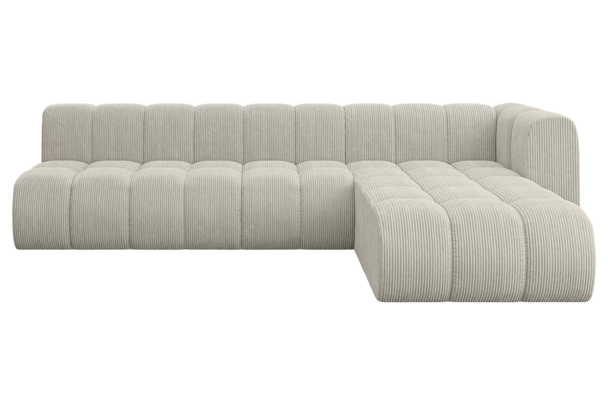 Ecksofa DARNEL-L2 Cord, Creme - Poso 100 / Ottomane Rechts / Ohne Schlaffunktion