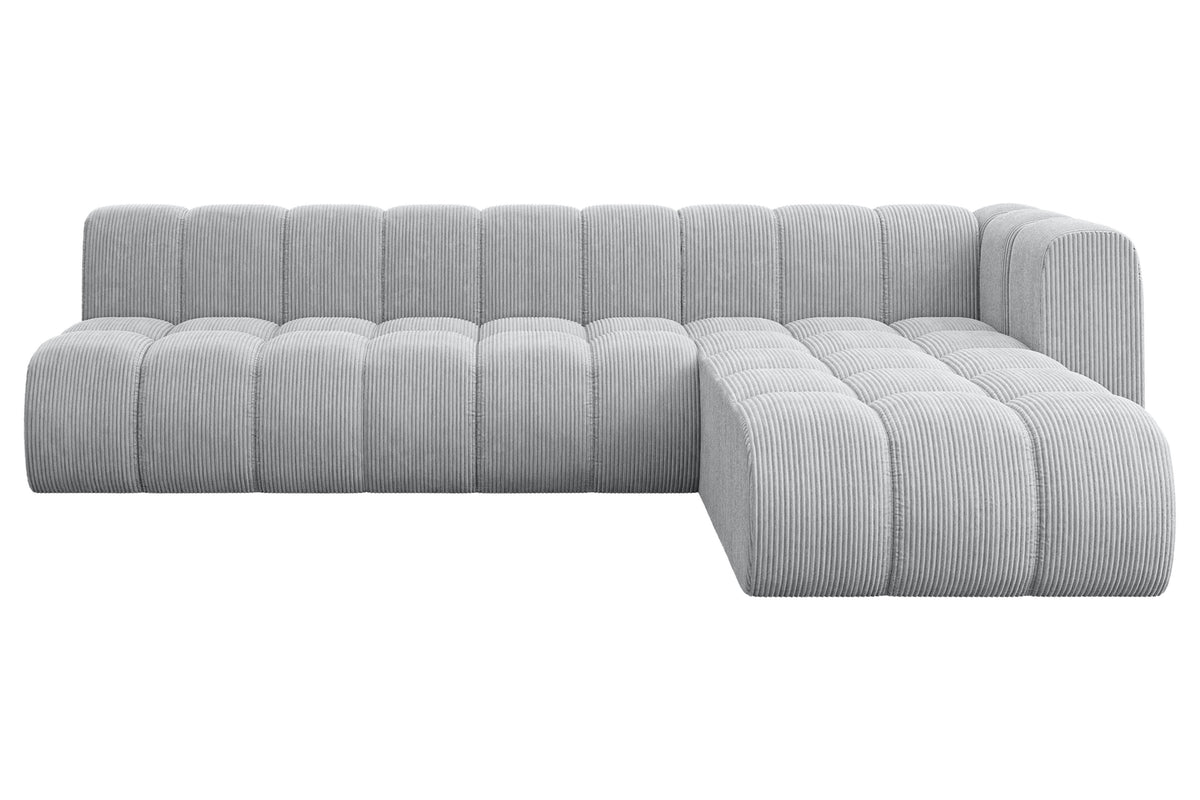 Ecksofa DARNEL-L2 Cord, Grau - Poso 110 / Ottomane Rechts / Ohne Schlaffunktion