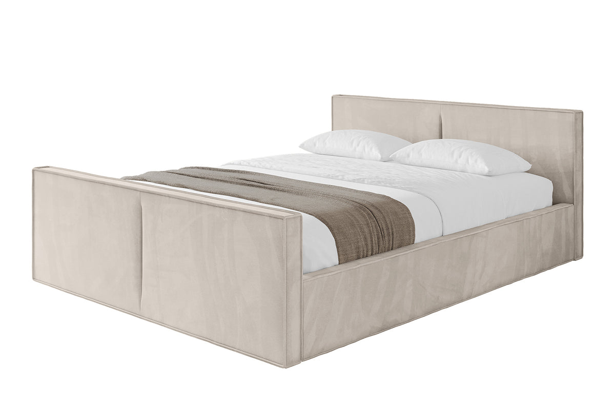Łóżko tapicerowane EMMI-Z-v1 welur, Beżowy - Casablanca 2301 / 120x200 cm / Bez materaca