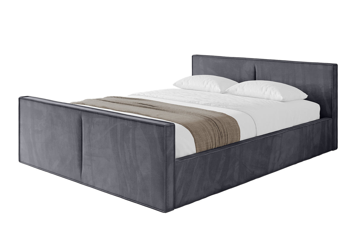 Łóżko tapicerowane EMMI-Z-v1 welur, Ciemnoszary - Casablanca 2315 / 120x200 cm / Z materacem