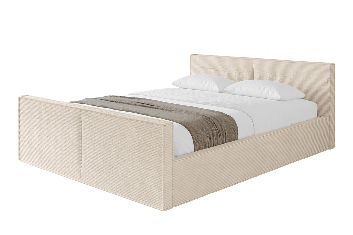 Łóżko tapicerowane EMMI-Z-v1 sztruks, Beżowy - Poso 105 / 120x200 cm / Z materacem