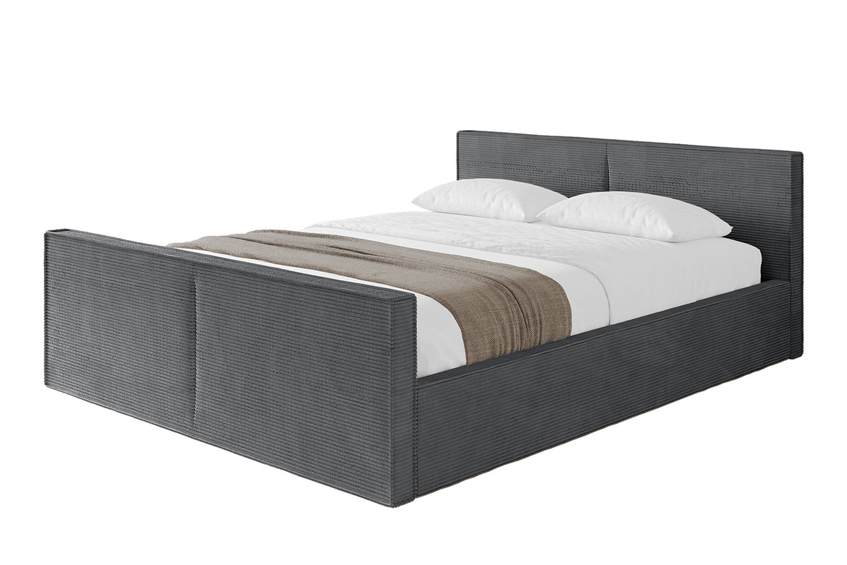 Łóżko tapicerowane EMMI-Z-v1 sztruks, Ciemnoszary - Poso 115 / 120x200 cm / Bez materaca