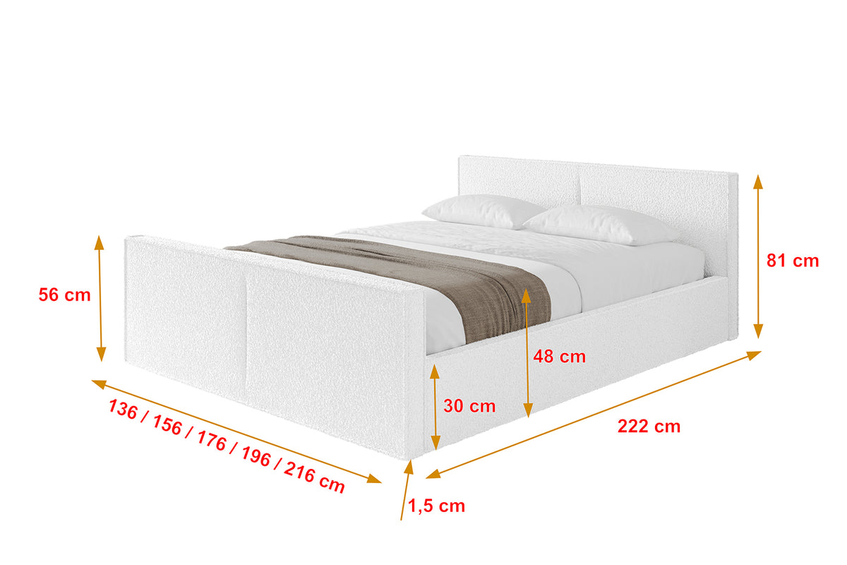 Łóżko tapicerowane EMMI-Z-v1 Bouclé