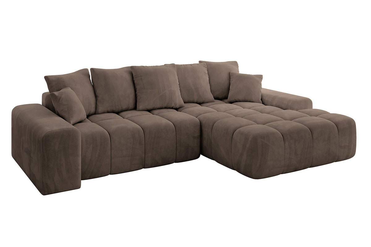 Narożnik ENSI-L welur, Brązowy - Dream Velvet 202.37 / Otomana z prawej / Z funkcją spania