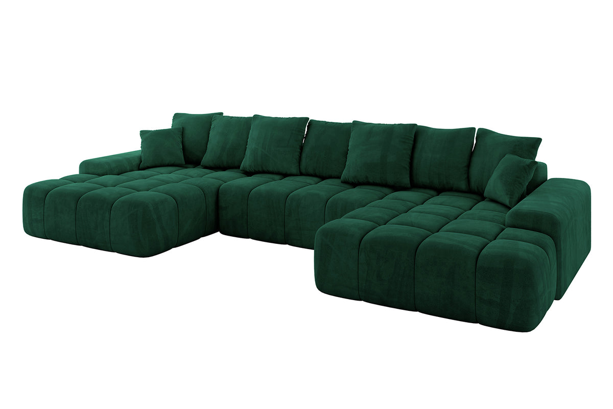 Wohnlandschaft ENSI-U Samt, Grün - Dream Velvet 202.31 / U-Form / Mit Schlaffunktion