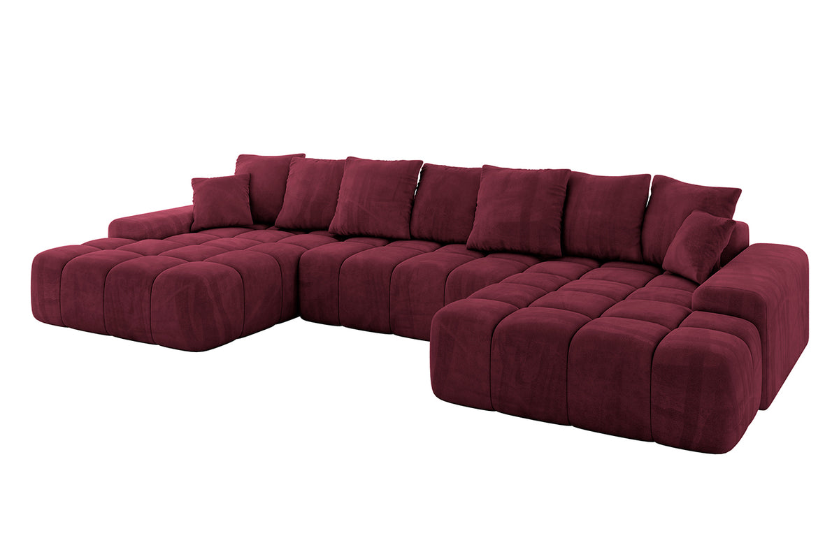 Wohnlandschaft ENSI-U Samt, Bordeauxrot - Dream Velvet 202.11 / U-Form / Mit Schlaffunktion