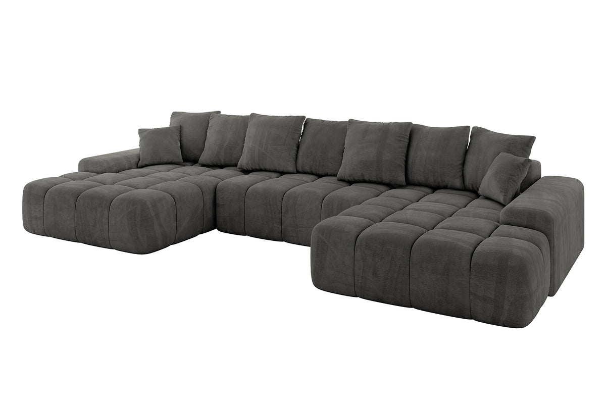 Wohnlandschaft ENSI-U Samt, Dunkelgrau - Dream Velvet 202.13 / U-Form / Mit Schlaffunktion