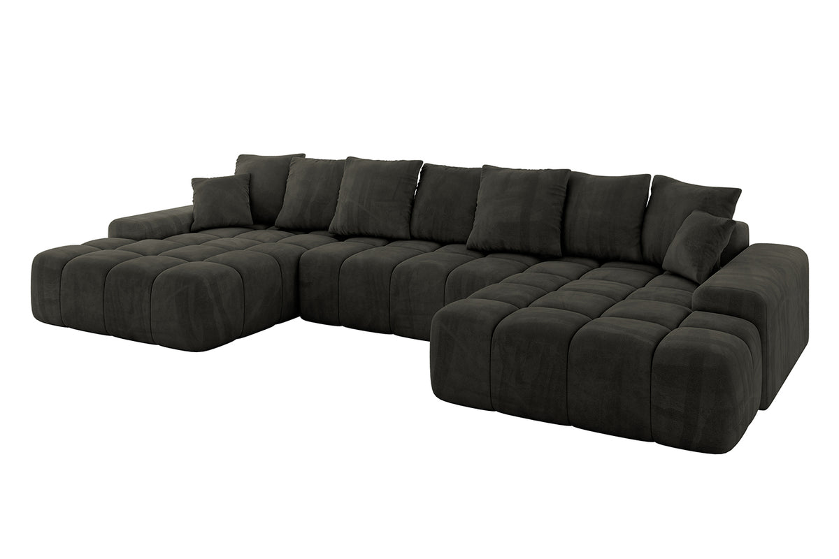 Wohnlandschaft ENSI-U Samt, Schwarz - Dream Velvet 202.12 / U-Form / Mit Schlaffunktion