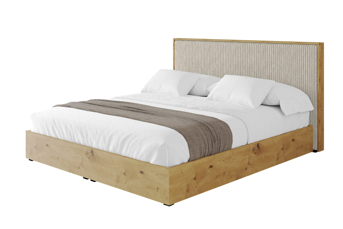 Łóżko tapicerowane ENZO10 sztruks, Kremowy - Tilia 03 / 120x200 cm / Z materacem