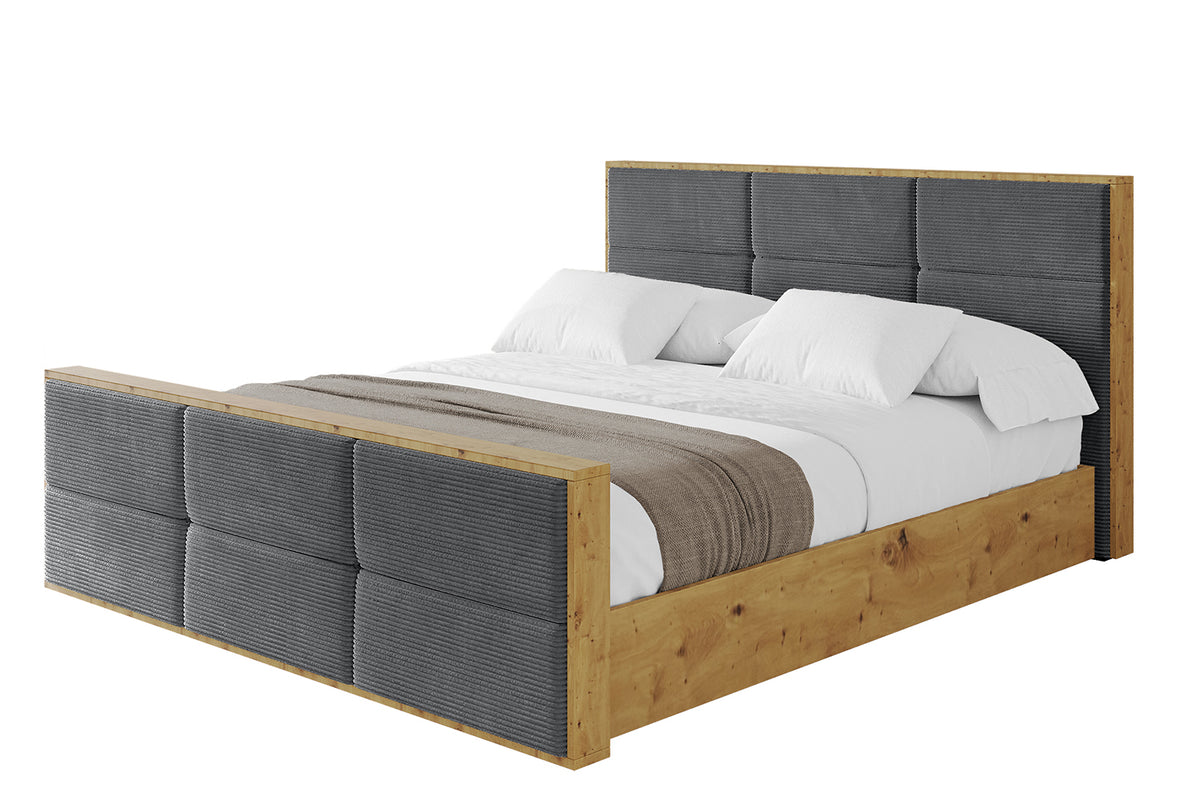 Łóżko tapicerowane ENZO1-Z sztruks, Ciemnoszary - Poso 115 / 120x200 cm / Bez materaca