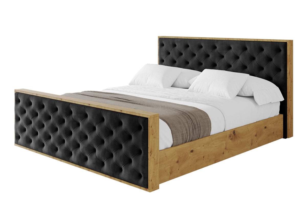 Łóżko tapicerowane ENZO3-Z welur, Czarny - Casablanca 2316 / 120x200 cm / Z materacem