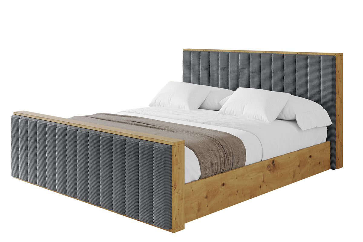 Łóżko tapicerowane ENZO4-Z sztruks, Ciemnoszary - Poso 115 / 120x200 cm / Z materacem