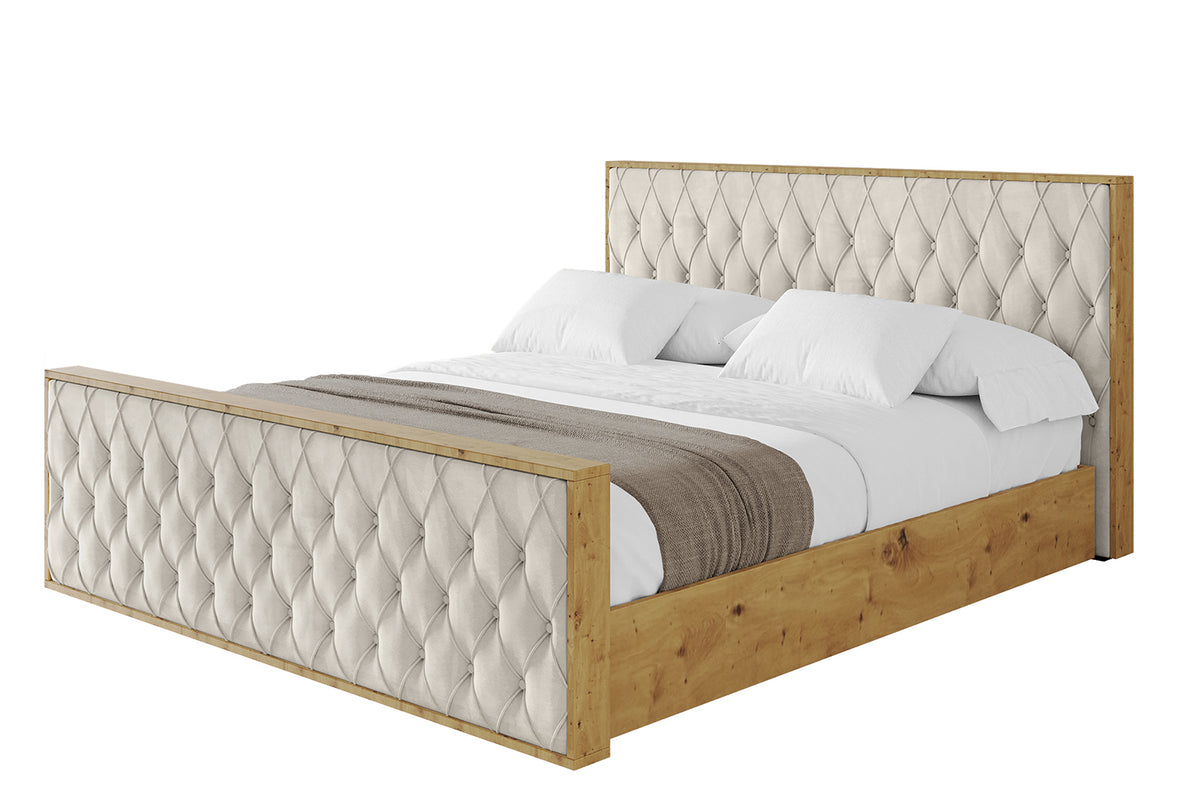 Łóżko tapicerowane ENZO5-Z welur, Beżowy - Casablanca 2301 / 120x200 cm / Z materacem