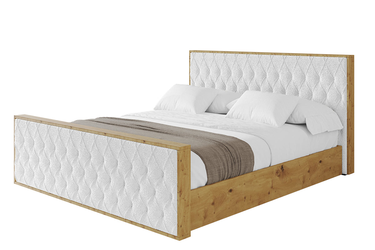 Polsterbett ENZO5-Z Bouclé, Weiß - Quelle 01 / 120x200 cm / Ohne Matratze