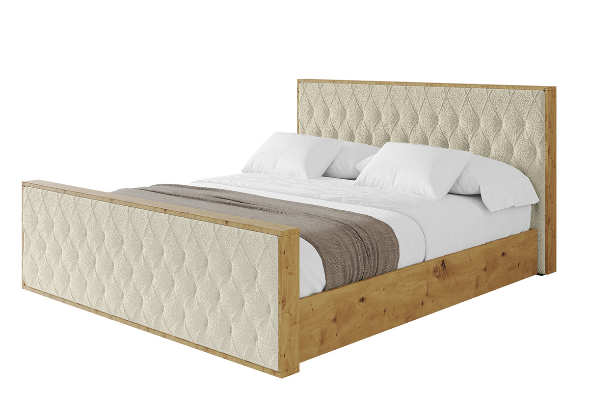 Polsterbett ENZO5-Z Bouclé, Beige - Quelle 02 / 120x200 cm / Ohne Matratze