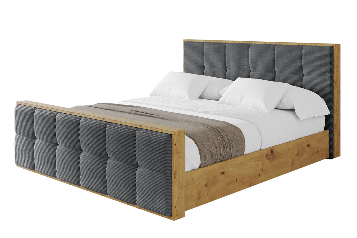 Łóżko tapicerowane ENZO7-Z sztruks, Ciemnoszary - Poso 115 / 120x200 cm / Z materacem