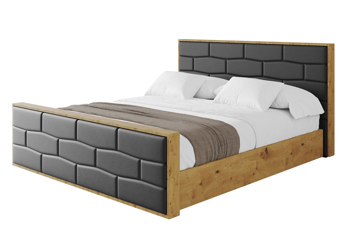Łóżko tapicerowane ENZO8-Z ekoskóra, Czarny - Soft 11 / 120x200 cm / Z materacem