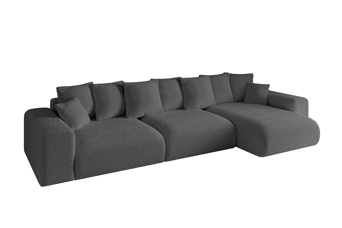 Ecksofa ESKAR-L2 Bouclé, Grau - Quelle 92 / Ottomane Rechts / Mit Schlaffunktion
