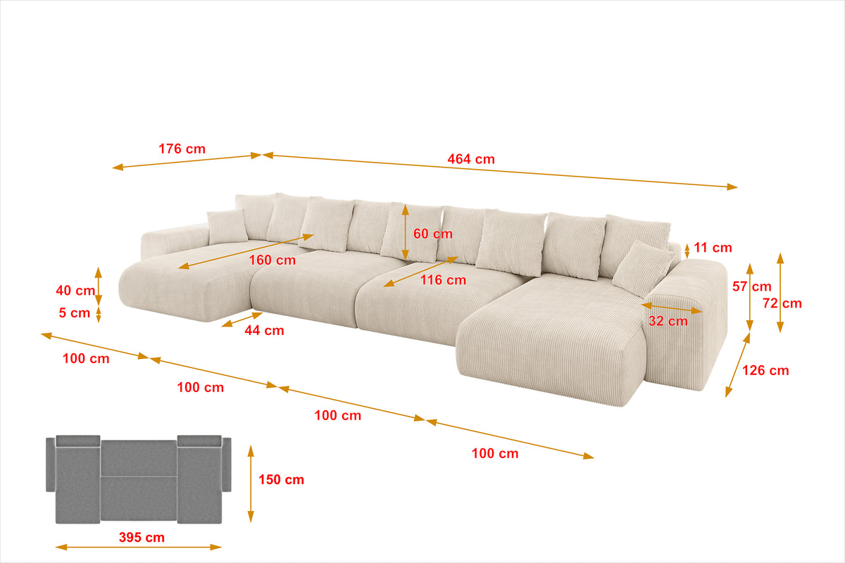Wohnlandschaft ESKAR-U2 Cord
