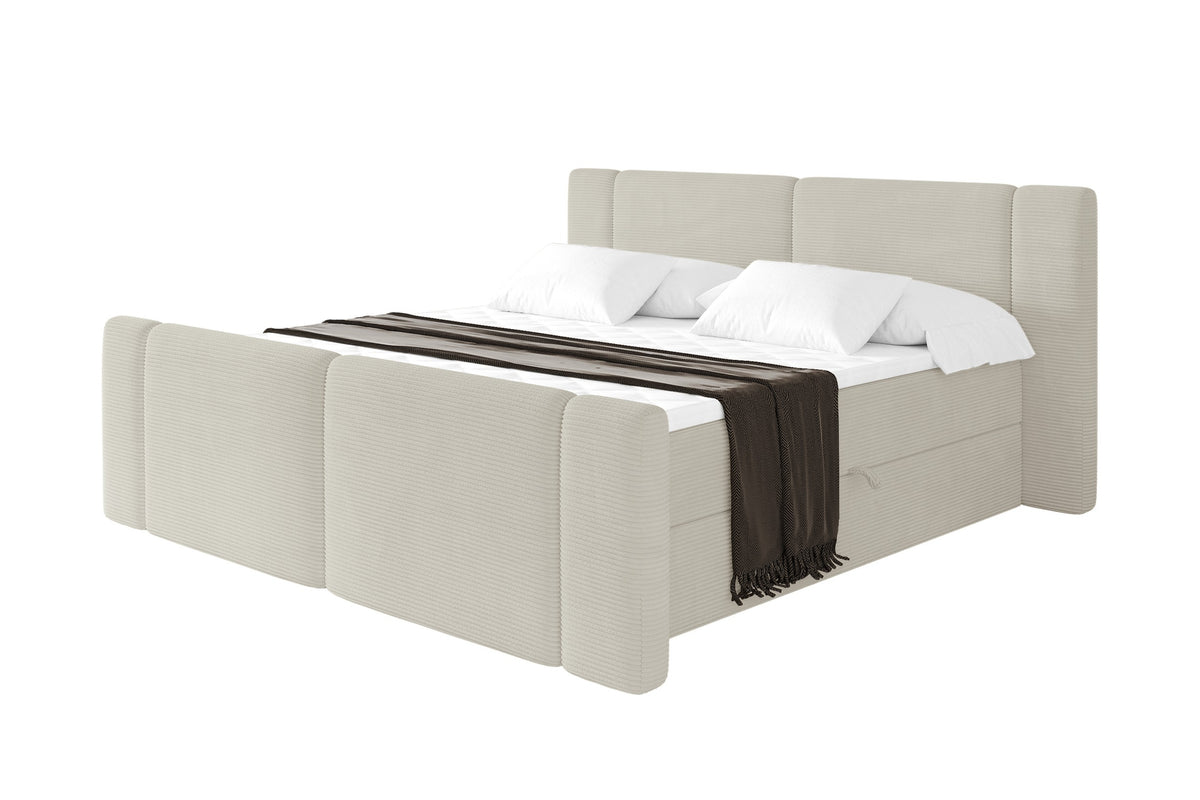 Łóżko boxspring EVON-Z sztruks, Kremowy - Poso 100 / 120x200 cm / H4