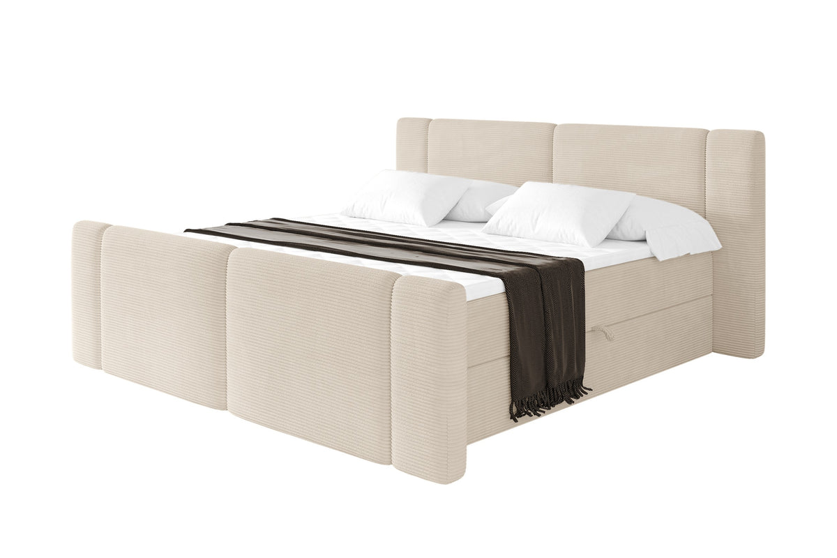 Łóżko boxspring EVON-Z sztruks, Beżowy - Poso 105 / 120x200 cm / H4