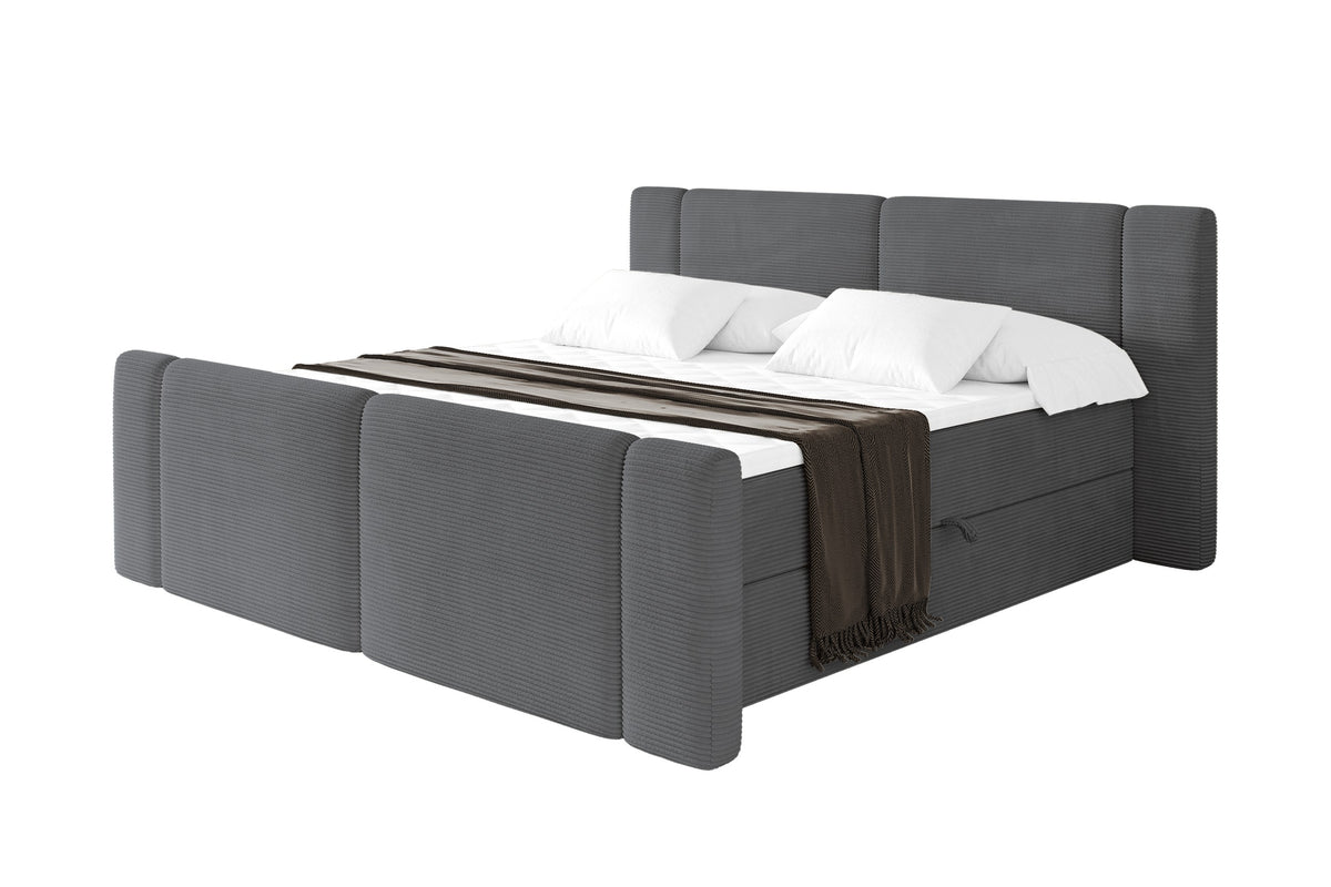 Łóżko boxspring EVON-Z sztruks, Ciemnoszary - Poso 115 / 120x200 cm / H3