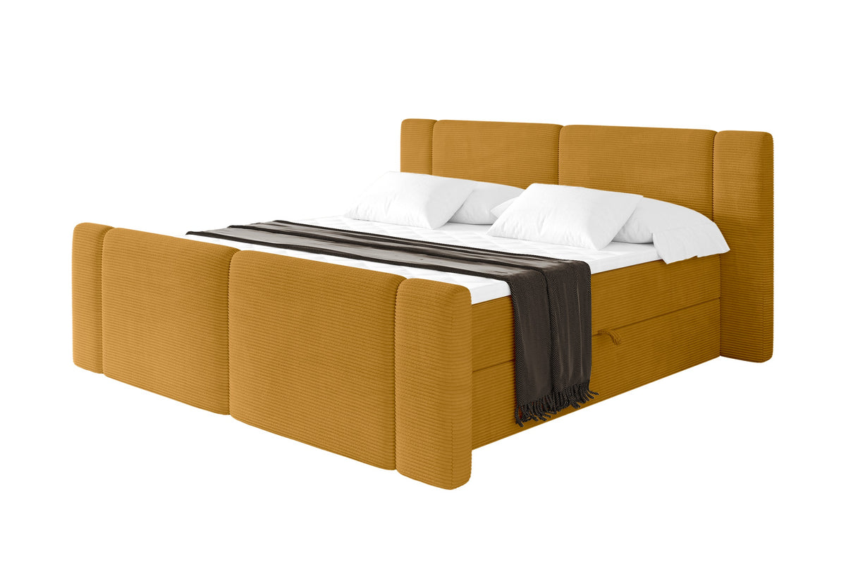 Łóżko boxspring EVON-Z sztruks, Musztardowy - Poso 42 / 120x200 cm / H4