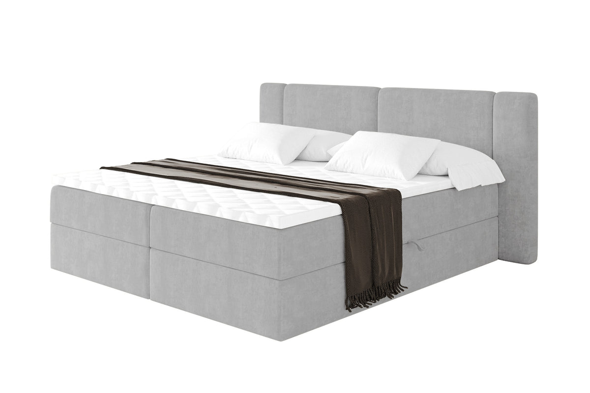 Łóżko boxspring EVON welur, Szary - Monolith 84 / 120x200 cm / H4