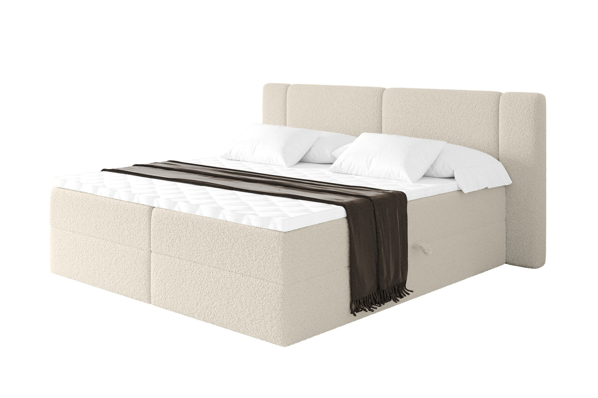 Łóżko boxspring EVON Bouclé, Beżowy - Quelle 02 / 120x200 cm / H3