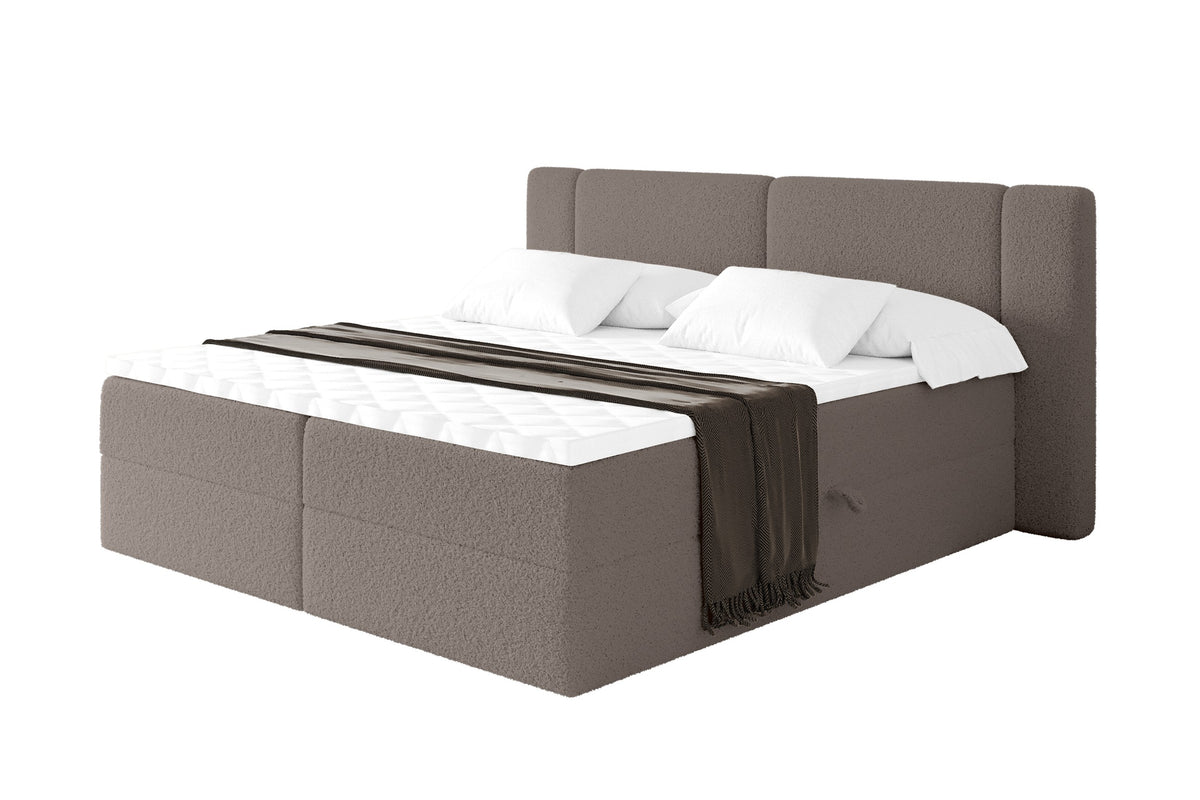 Łóżko boxspring EVON Bouclé, Brązowy - Quelle 20 / 120x200 cm / H4