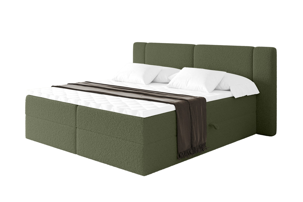 Łóżko boxspring EVON Bouclé, Zielony - Quelle 38 / 120x200 cm / H4