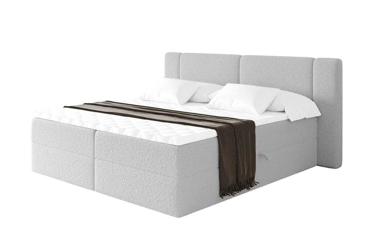 Łóżko boxspring EVON Bouclé, Jasnoszary - Quelle 83 / 120x200 cm / H4