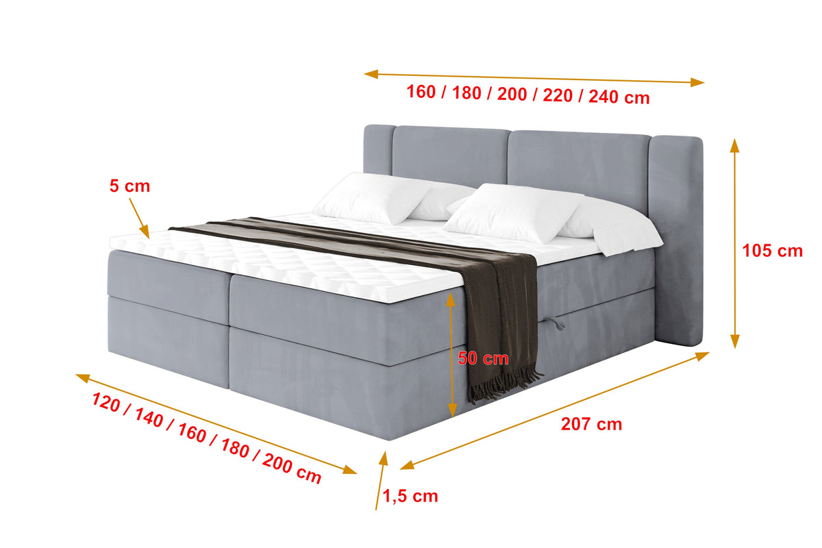 Łóżko boxspring EVON welur