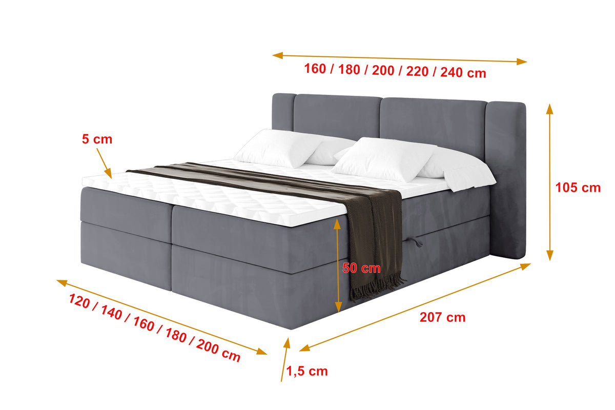 Łóżko boxspring EVON welur
