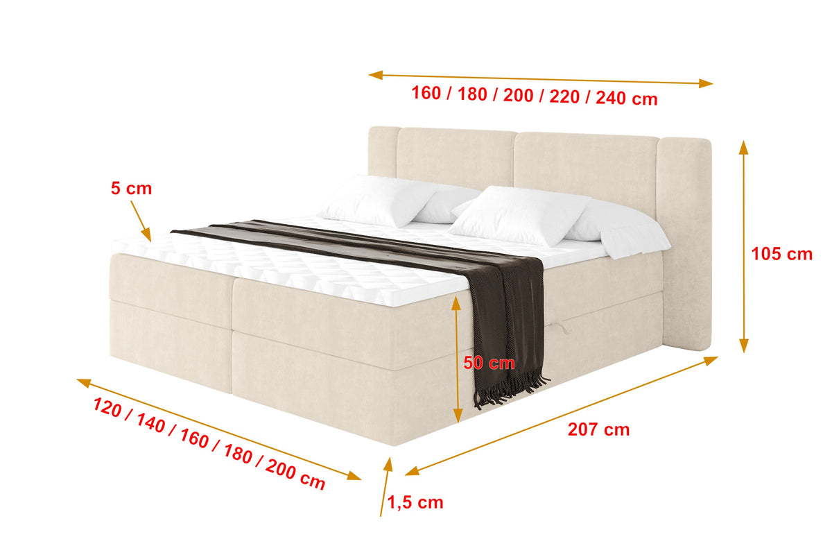 Łóżko boxspring EVON welur