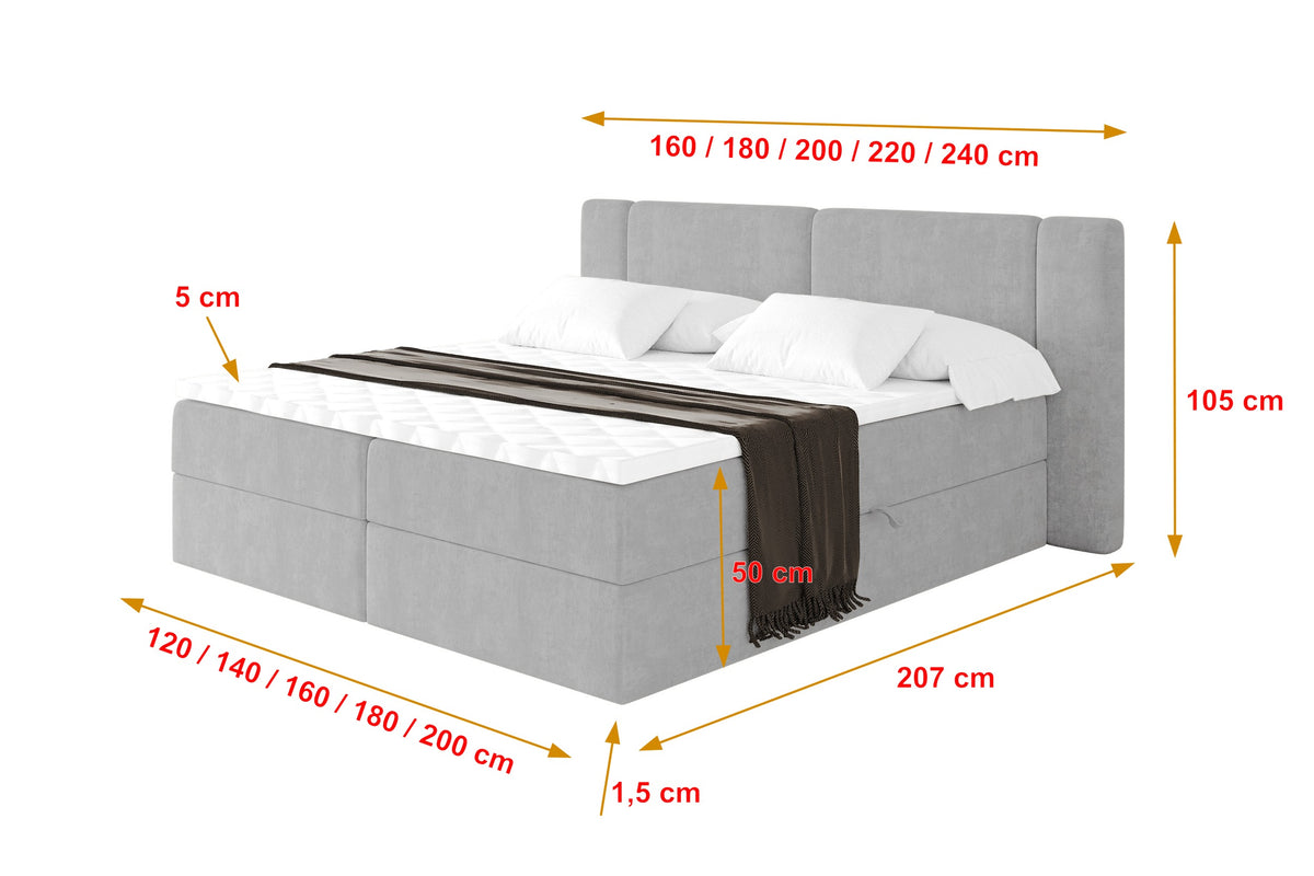 Łóżko boxspring EVON welur