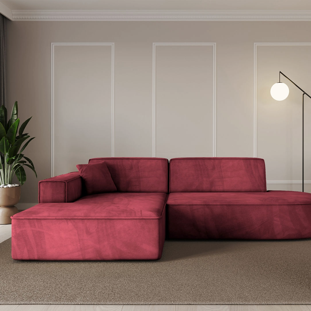 Ecksofa IREA-L1-v4 Bordeauxrot - Dream Velvet 202.11