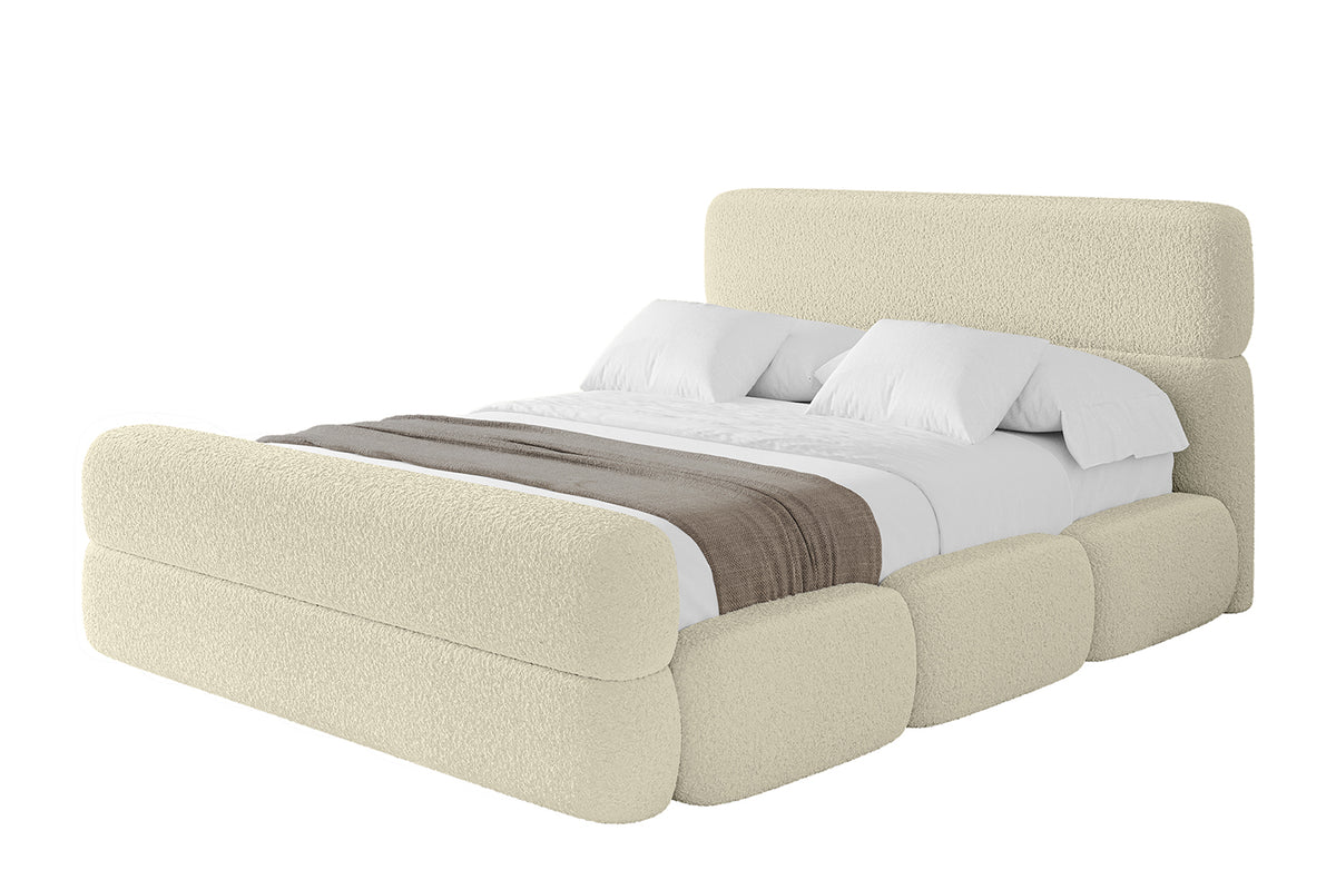 Polsterbett ELVA-Z Bouclé, Beige - Quelle 02 / 120x200 cm / Mit Matratze