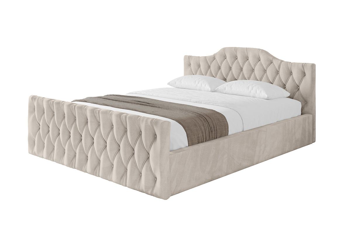 Polsterbett FALIO-Z-v1 Samt, Beige - Casablanca 2301 / 120x200 cm / Mit Matratze
