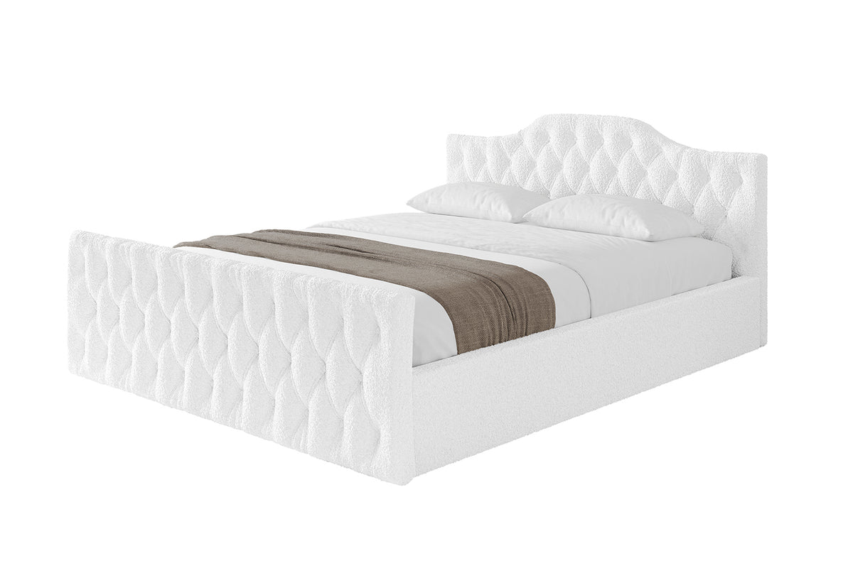 Łóżko tapicerowane FALIO-Z-v1 Bouclé, Biały - Quelle 01 / 120x200 cm / Bez materaca