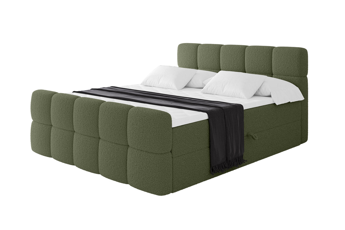 Boxbett FAMA-Z Bouclé, Grün - Quelle 38 / 120x200 cm / H4