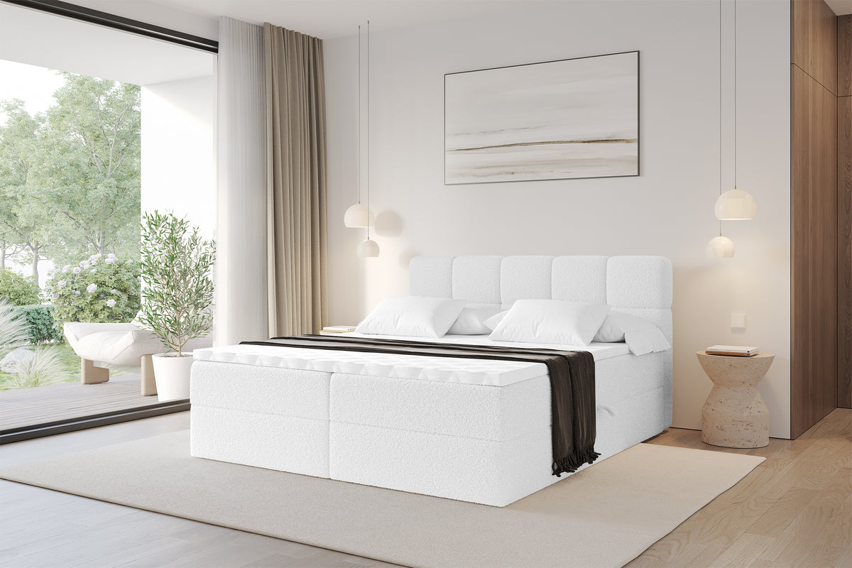 Łóżko boxspring FAMA Bouclé
