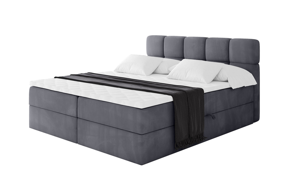 Łóżko boxspring FAMA welur, Ciemnoszary - Casablanca 2315 / 120x200 cm / H3