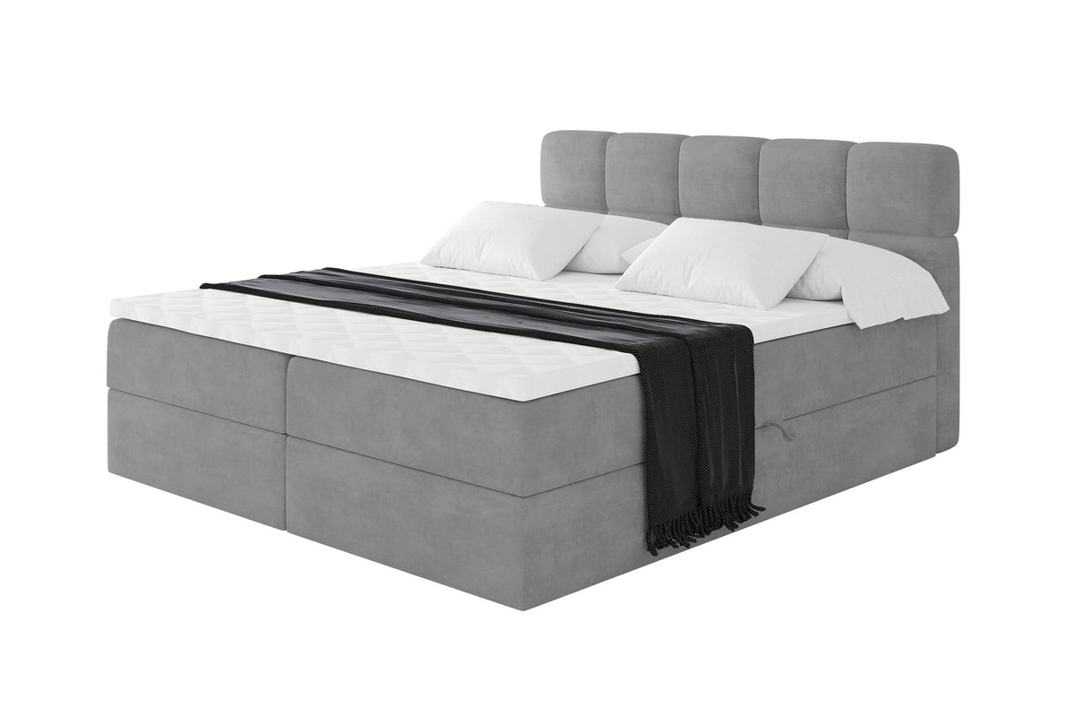Łóżko boxspring FAMA welur, Szary - Monolith 84 / 120x200 cm / H3