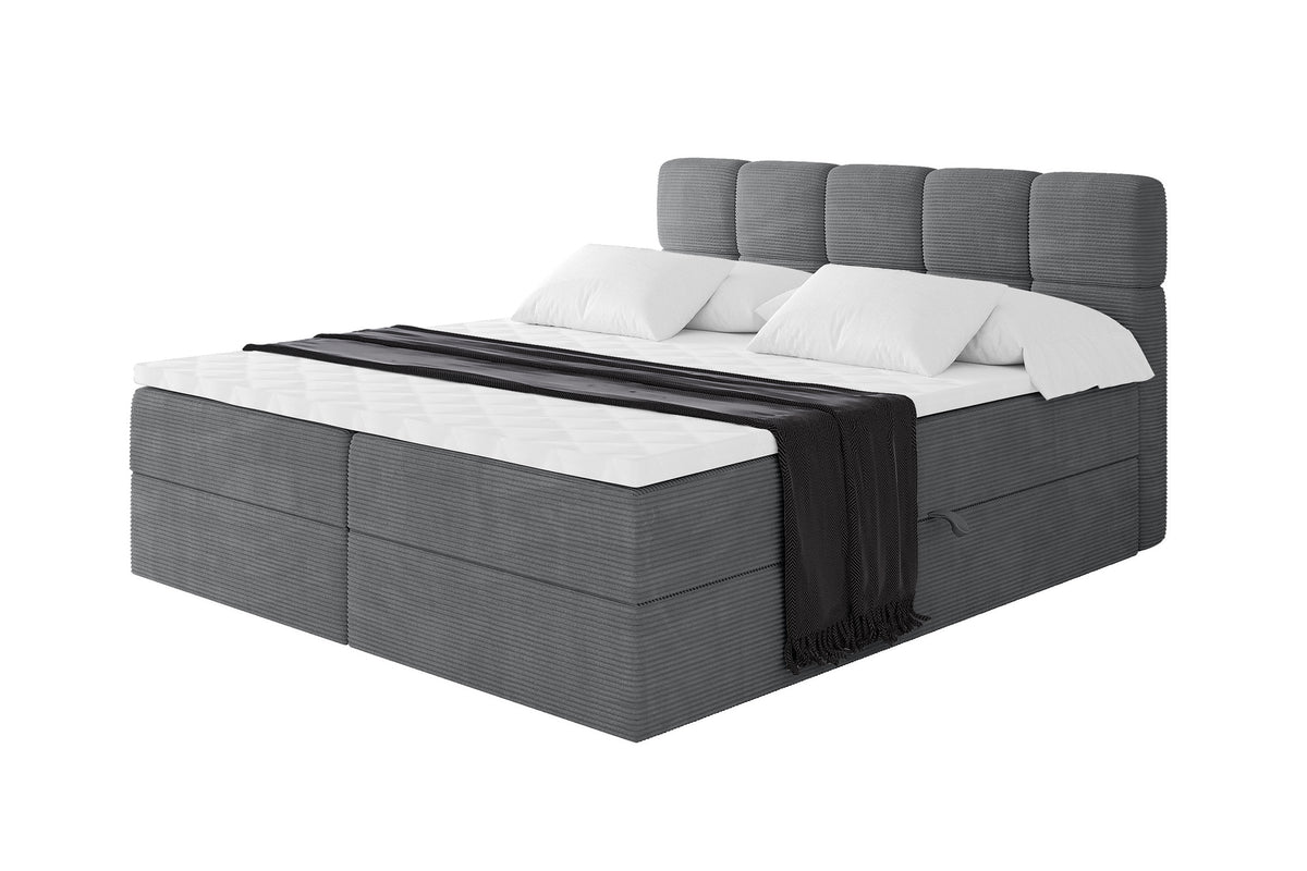 Boxbett FAMA Cord, Dunkelgrau - Poso 115 / 120x200 cm / H4